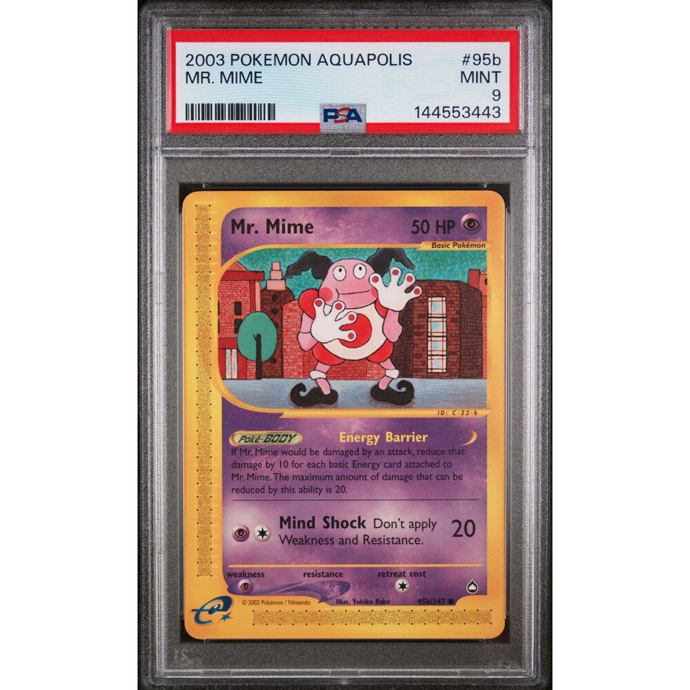 PSA 9 NM-MT Mr. Mime 95b/147 Pokémon Aquapolis 2003 Non Holo E-Reader Graded